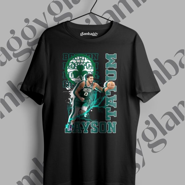 Jayson Tatum Baskılı Siyah Tişört