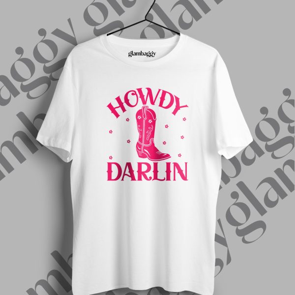 "Howdy Darlin" Baskılı Beyaz Tişört