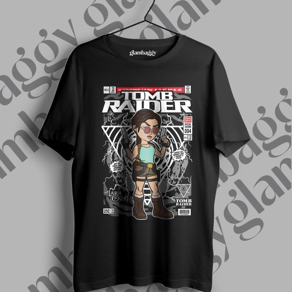 Lara Croft Tomb Raider Funko Pop Baskılı Siyah Tişört