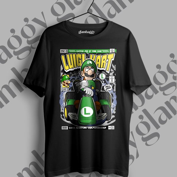 Luigi Kart Funko Pop Baskılı Siyah Tişört