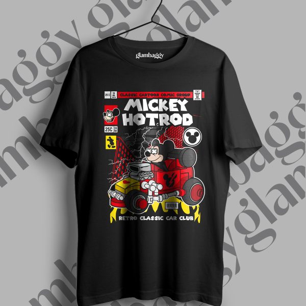 Mickey Hotroad Funko Pop Baskılı Siyah Tişört