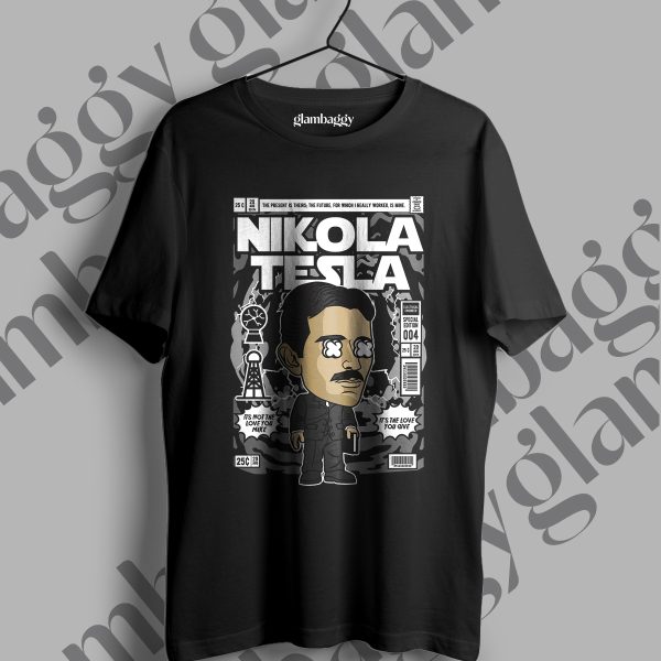 Nikola Tesla Funkopop Baskılı Siyah Tişört