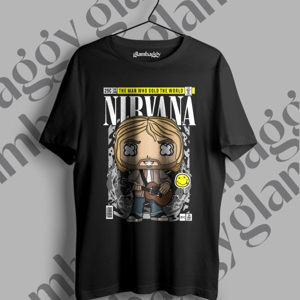 Nirvana Funko Pop Baskılı Siyah Tişört