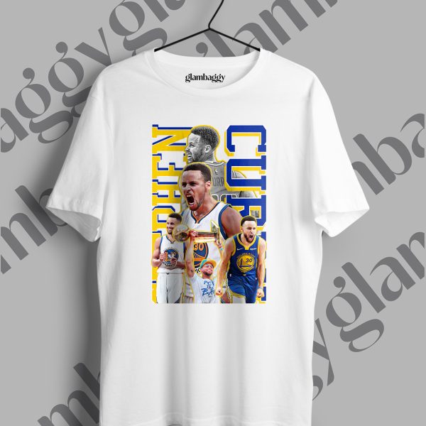 Stephan Curry Baskılı Beyaz Tişört