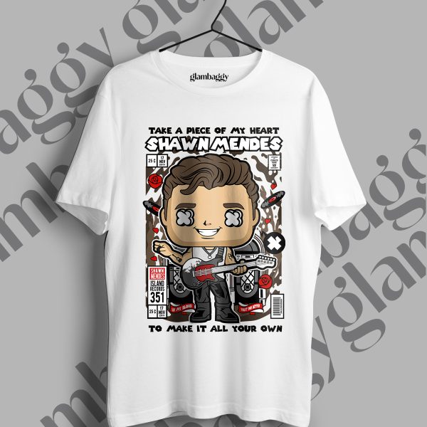 Shawn Mendes Funko Pop Baskılı Beyaz Tişört