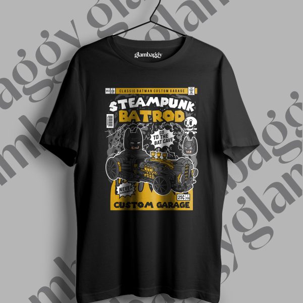 Steampunk Batrod Lego Baskılı Siyah Tişört