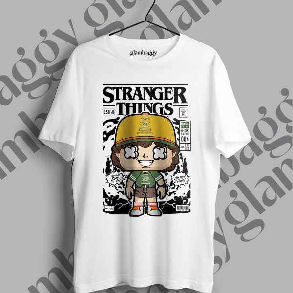 Stranger Things Funko Pop Baskılı Beyaz Tişört
