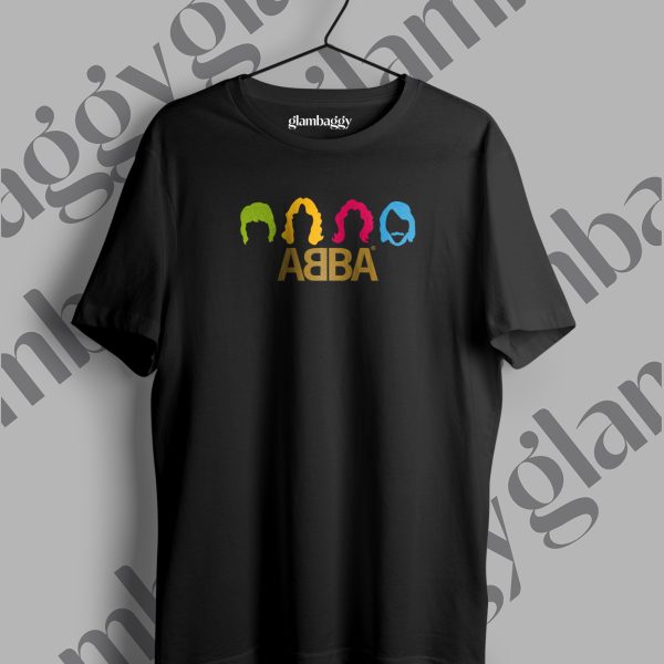 Abba Baskılı Siyah Tişört