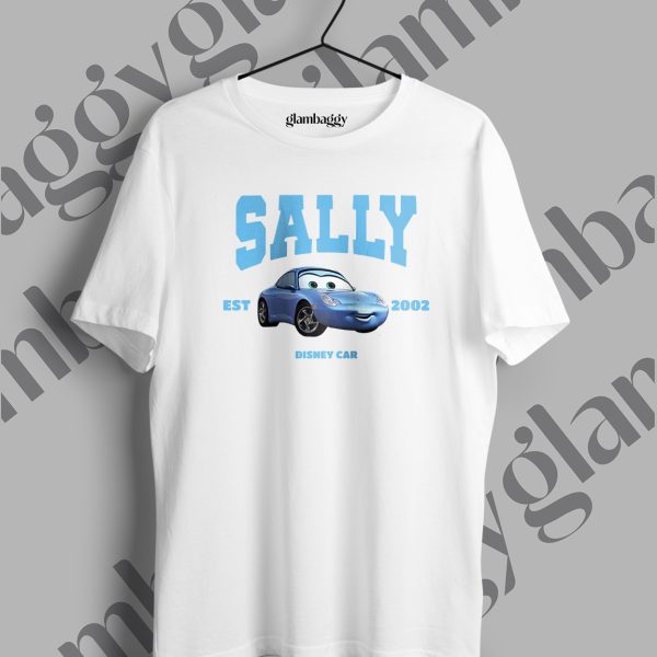 Arabalar Sally Baskılı Beyaz Tişört